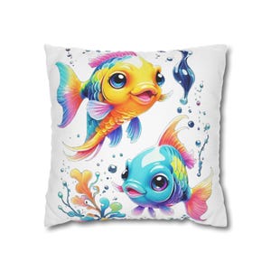 Adorable Cartoon Fish Pillow Case| Cute Colorful Fish Design| Soft & Cozy Home Decor| Perfect for Kids Room | Unique Fun Throw Pillow Cover