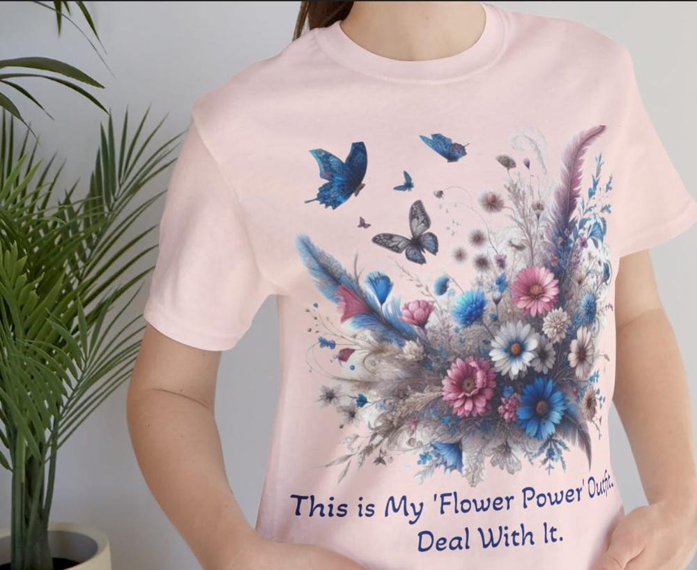 New Fashion Flower Power T-Shirt, Floral Tee,Boho Shirt, Butterfly Shirt,Hippie Shirt, Vintage Shirt, Flower Shirt,Unique Shirt, Cute Shirt,Gift For Her
