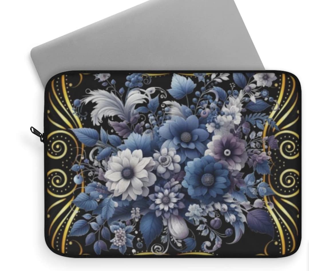Blue Floral Laptop Cover Case | Vintage Laptop Sleeve | Laptop ...
