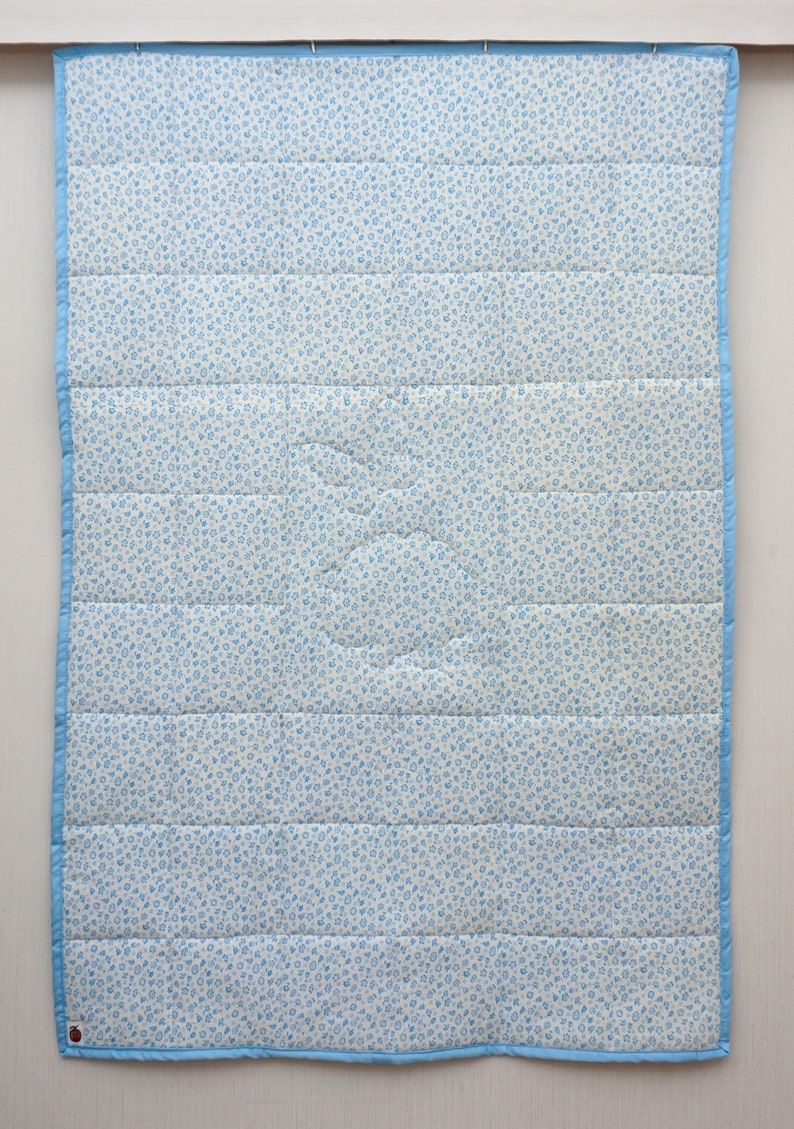 Blue Crib Quilt Baby Boy Quilt Blue Patchwork Blanket Etsy