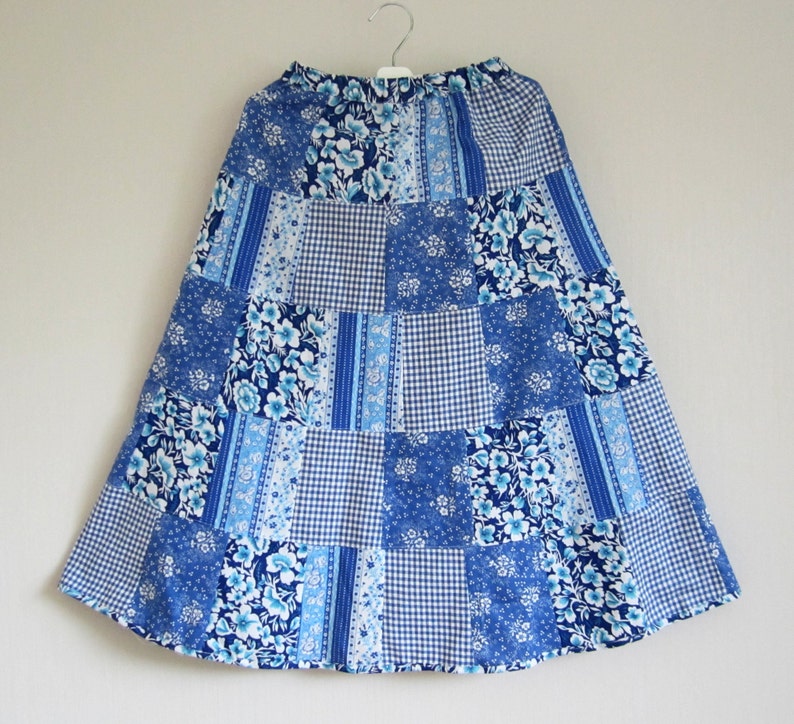 Patchwork Skirt Girls Summer Skirt Romantic Blue Skirt Etsy