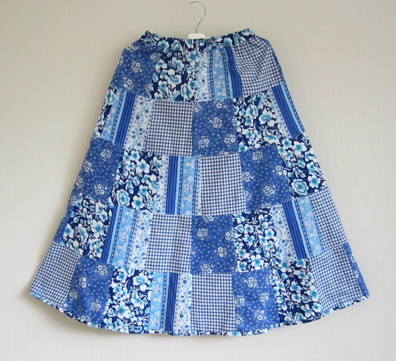 Patchwork Skirt, Girls Summer Skirt, Romantic Blue Skirt, Girls Maxi Skirt, Toddlers Birthday Skirt, Handmade Skirt, Original kids skirt image 3