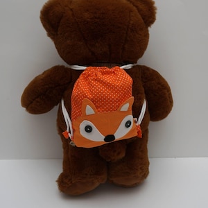 Sac à dos ludique en renard pour enfants, sac de rangement de jouets fait main, sac pour la maternelle, sac orange pour enfants, petit sac à dos en coton pour tout-petits
