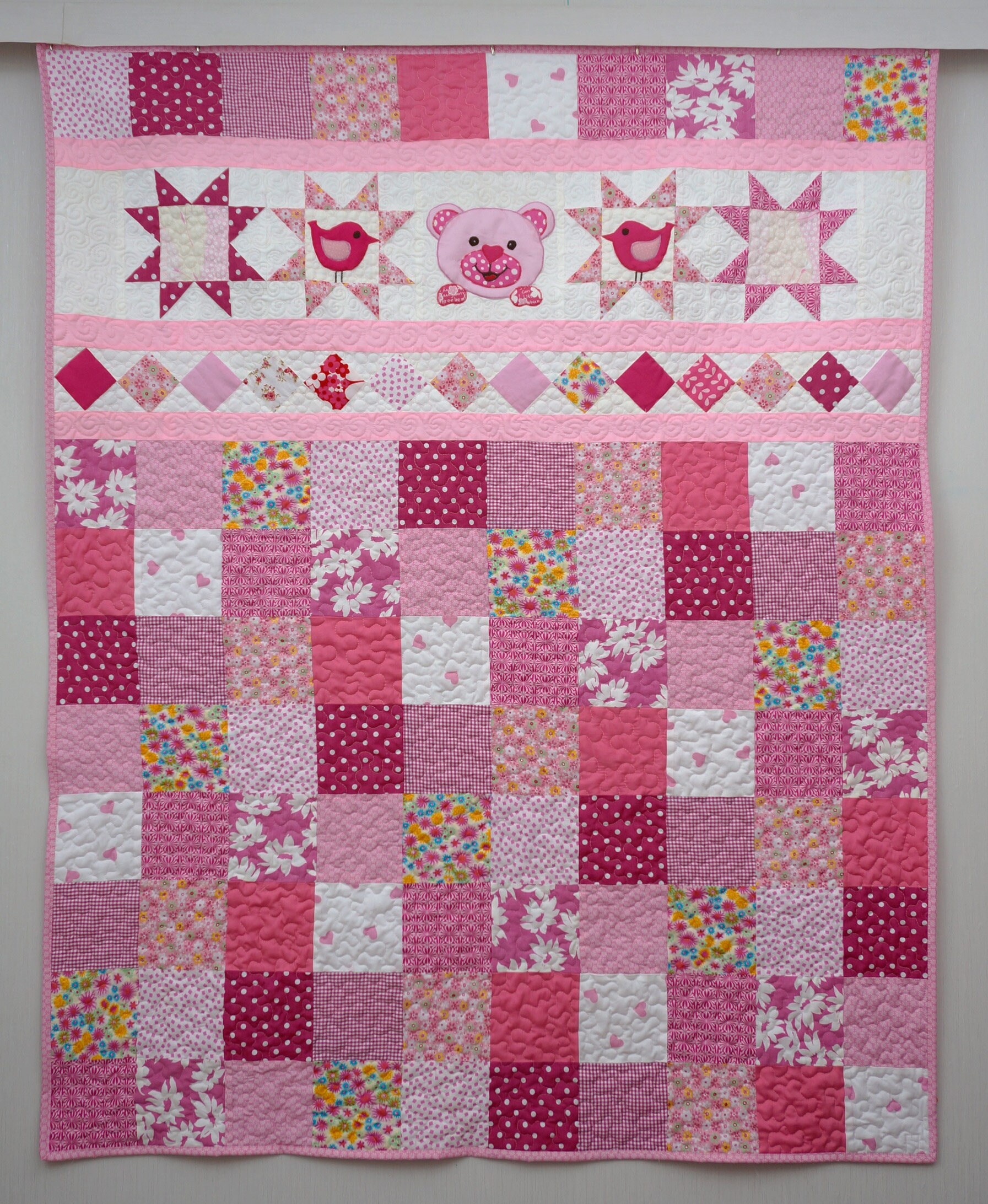 Quilt for Girls Pink Patchwork Quilt Nursery Bedding Cute Etsy