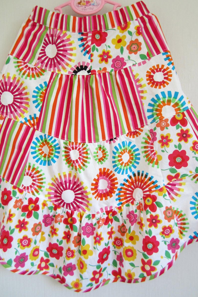 Girls Patchwork Skirt, Romantic Skirt, Unique Summer Skirt, Colorful ...