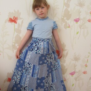 Patchwork Skirt, Girls Summer Skirt, Romantic Blue Skirt, Girls Maxi Skirt, Toddlers Birthday Skirt, Handmade Skirt, Original kids skirt image 2