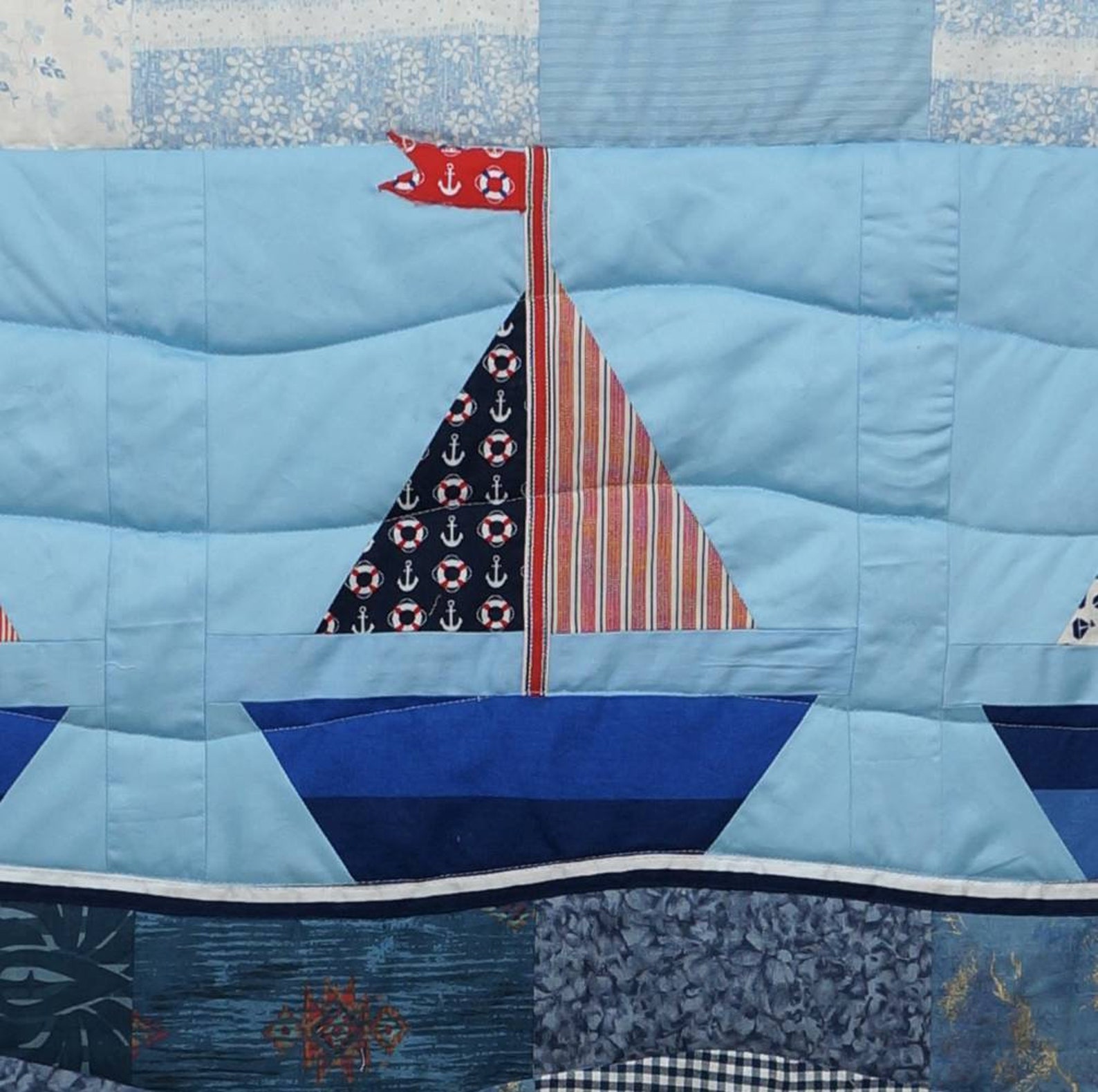 Blue Patchwork Quilt Made to Order Nautical Quilt With Etsy
