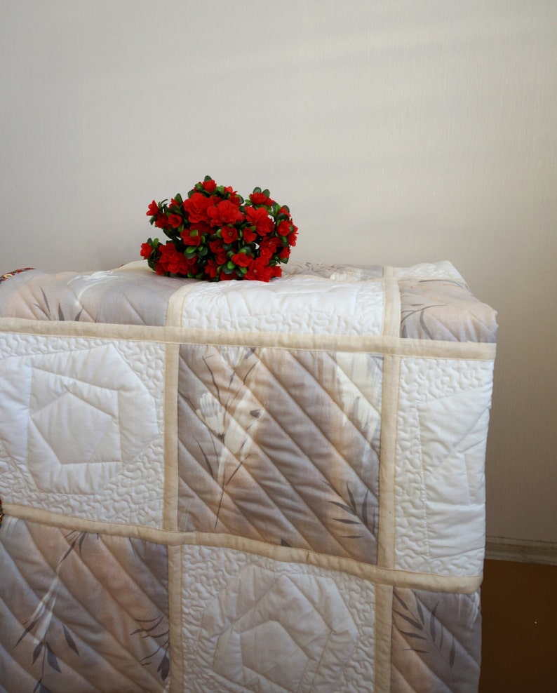 Red Patchwork Quilt Lap Quilt Single Bed Quilt Summer Etsy