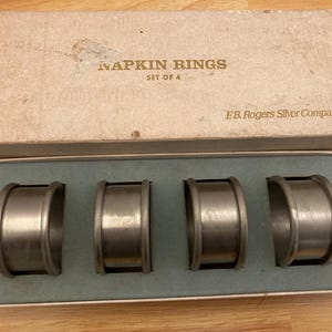 Juego de 4 servilleteros vintage F.B. Rogers en caja