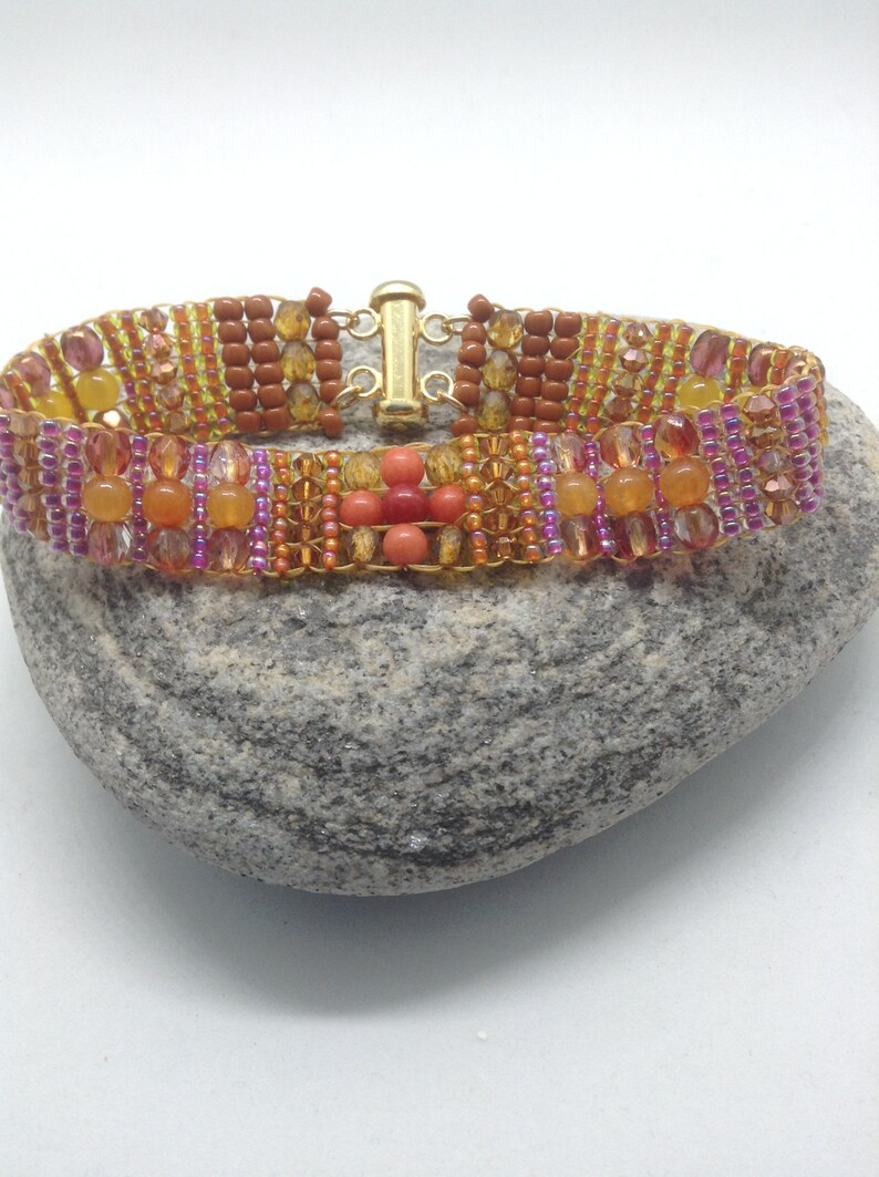 Handwoven Gemstone and Swarvoski Crystal Bracelet image 2