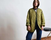 Army Green Liner Jacket Vintage Quilted Nylon Jacket Sportswear Normcore XS S M L XL