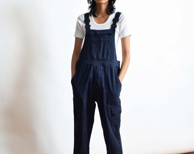 Vintage Navy Bib Overalls Onesie Coveralls Jumpsuit S M Etsy