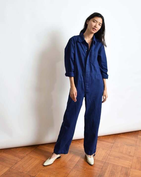 Vintage Blue Cotton Coveralls Boiler Suit Jumpsui… - image 1