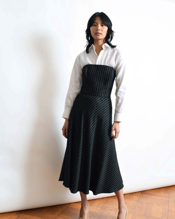 Pinstriped Strapless Dress