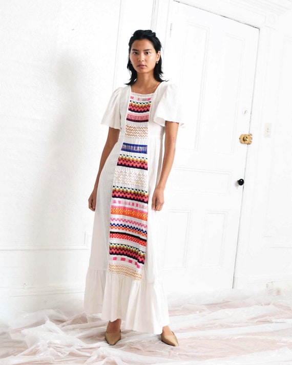 Vintage 1970s Embroidered Maxi Dress