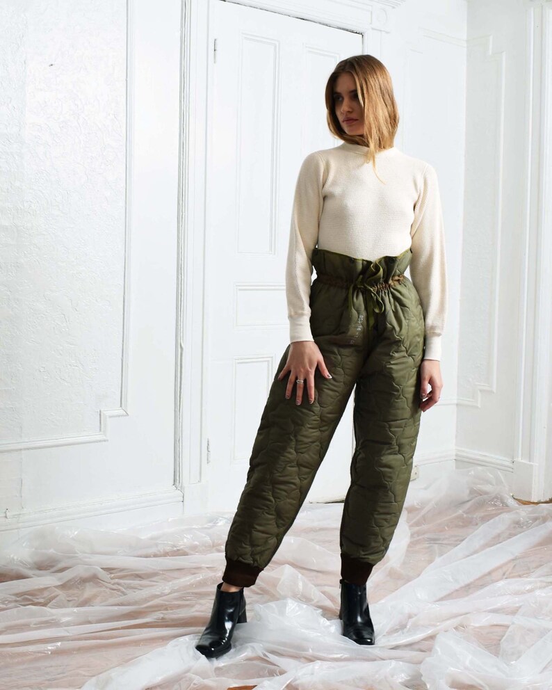 Vintage Quilted Liner Pants High Waist Insulated Pants XS S M Etsy