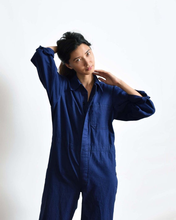 Vintage Blue Cotton Coveralls Boiler Suit Jumpsui… - image 9