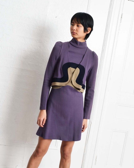 Vintage 1970s Color Block Dress Set