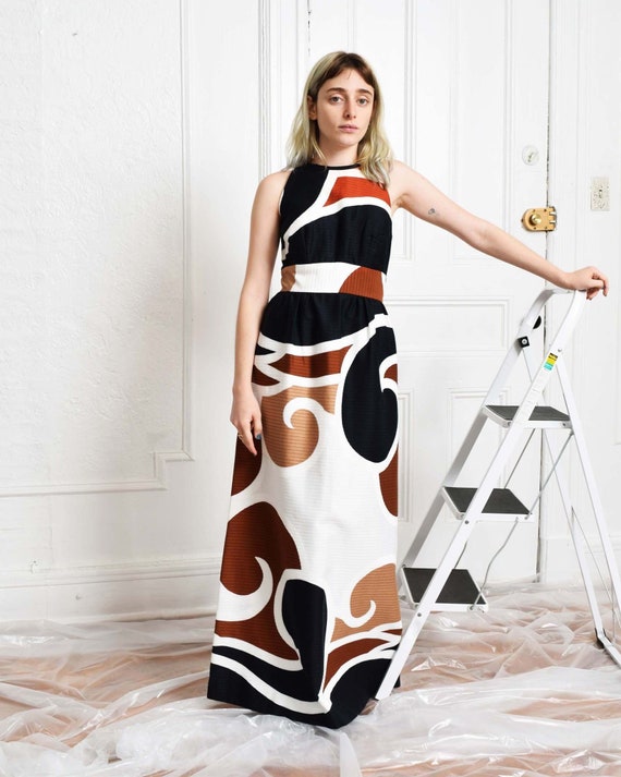 Vintages 1970s Op Art Dress