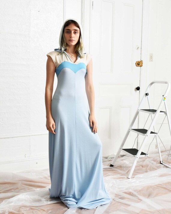 Vintage 1970s Hooded Maxi Dress