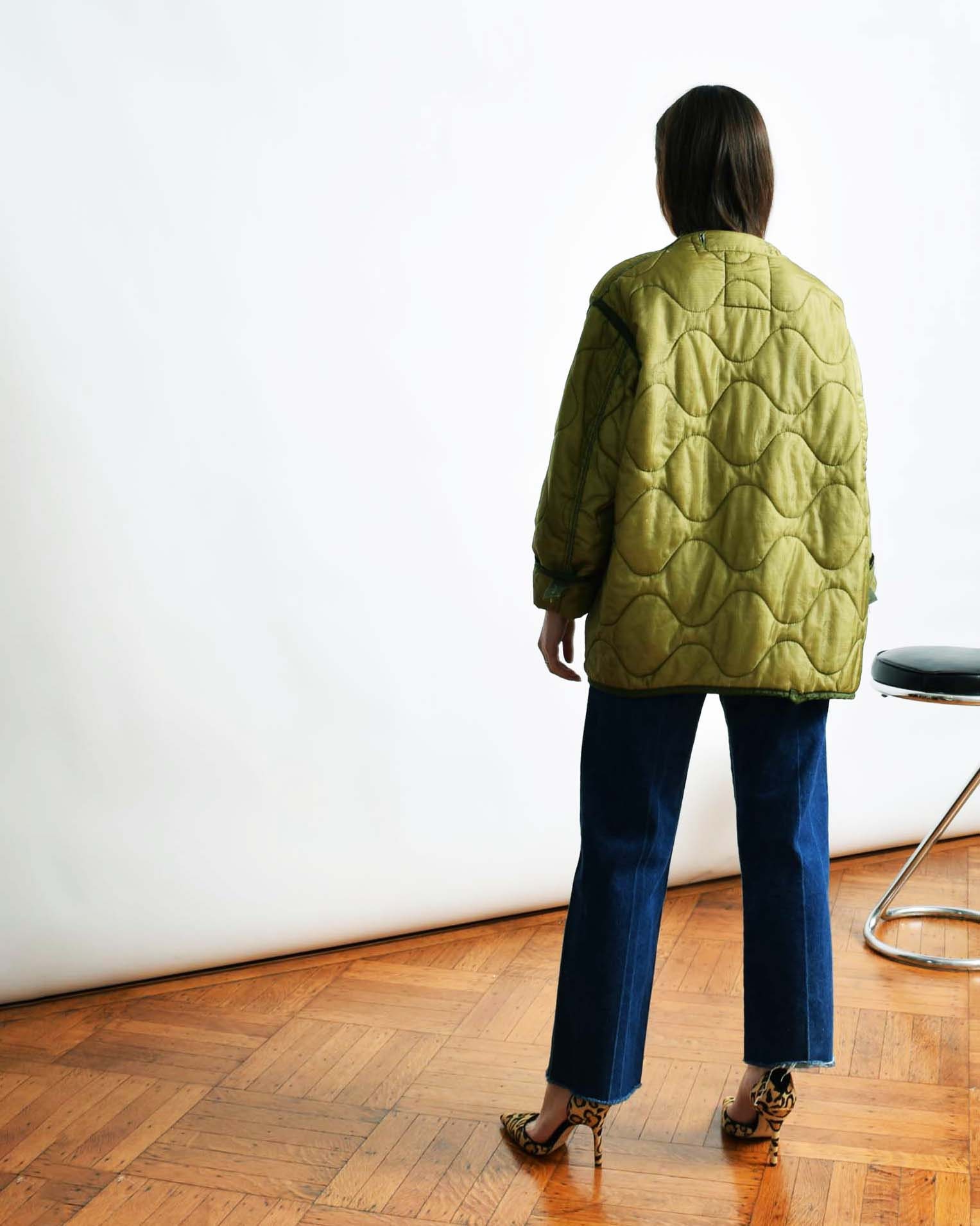 Army Green Liner Jacket Vintage Quilted 