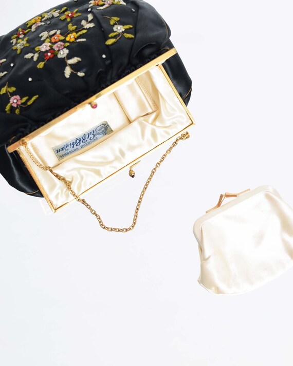 Vintage 1930s Satin Evening Purse with Coin Purse