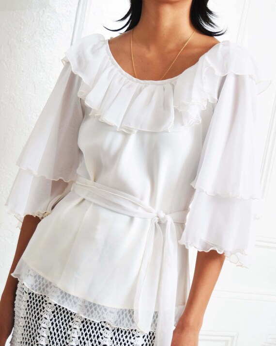 Vintage Ruffled Chiffon Blouse