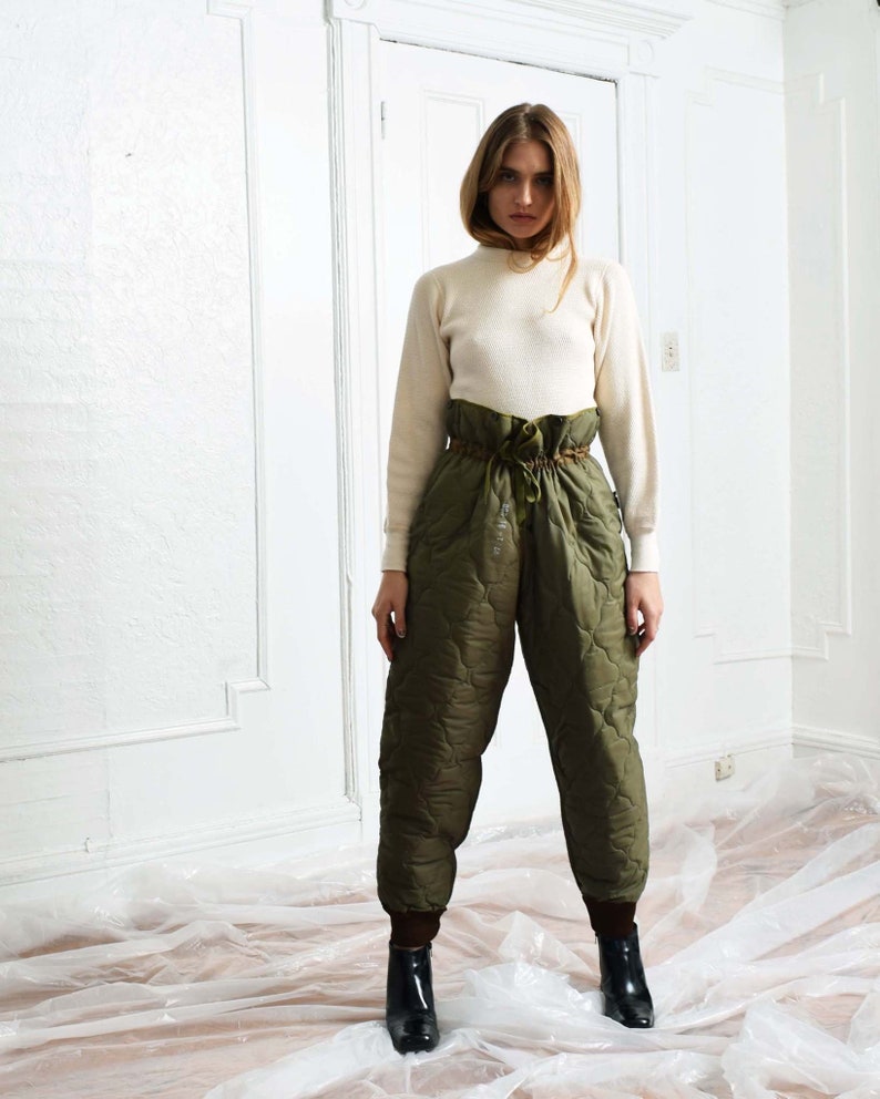 Vintage Quilted Liner Pants High Waist Insulated Pants XS S M - Etsy