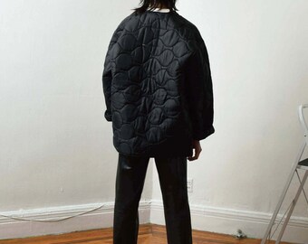 Vintage Black Liner Jacket Quilted Jacket - Etsy