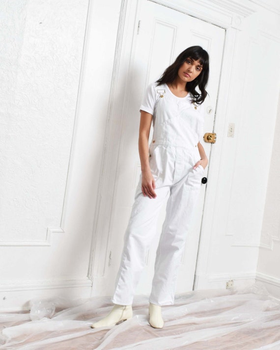 Vintage White Bib Overalls XS S