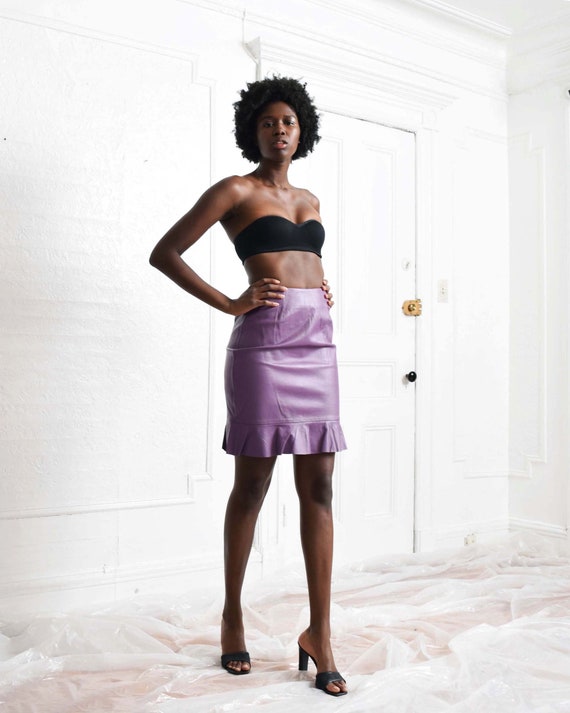 Vintage Lavender Leather Skirt
