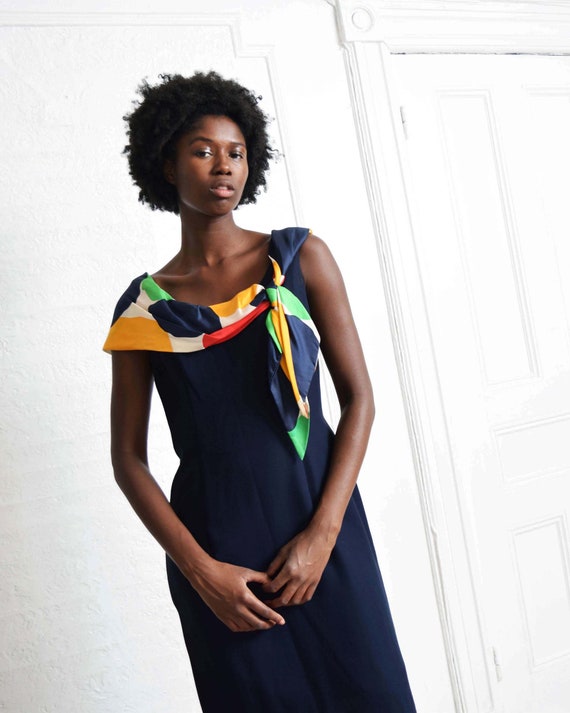 Vintage 1950s Scarf Collar Dress