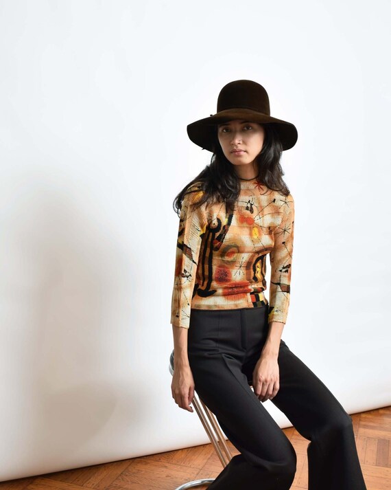 Vintage 1970s Brown Capeline Hat 70s Floppy Hat