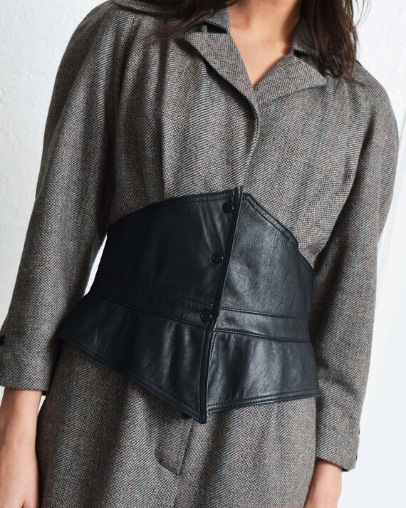Vintage 1980s Leather Peplum Dress