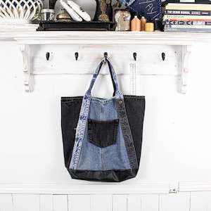 DIY Tote Bag Sewing Pattern PDF | Upcycled Denim Bag Pattern | Digital Download | Beginner-Friendly Reusable Bag Tutorial