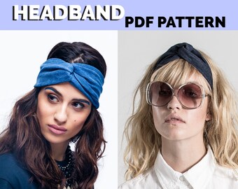 Headband pattern, PDF pattern, easy sewing pattern, Upcycled denim headband, Headband diy, Headband pattern, digital pattern, sewing diy
