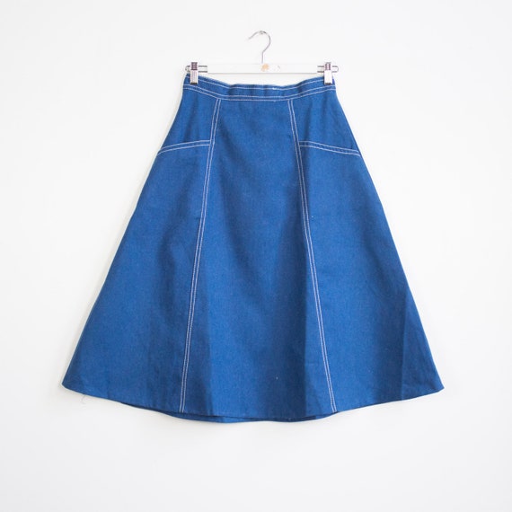 Rockabilly vintage brushed denim midi skirt, 1960'