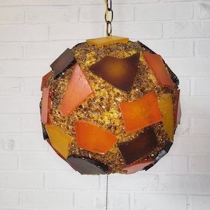 Vintage Chunky Lucite Swag Lamp - Yellow, Orange, and Brown - Free Shipping to the Lower 48