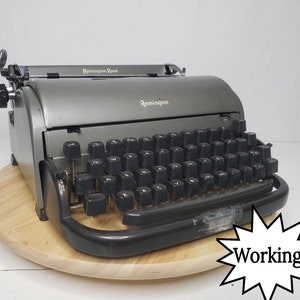 Curvy & Industrial Remington Gunmetal Gray 1949 Portable Working Typewriter w/Case! Free Shipping to Lower 48!