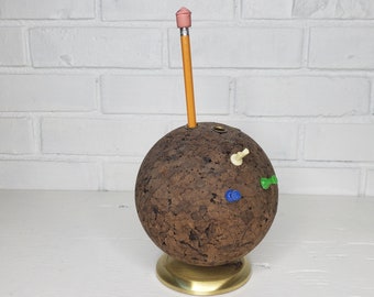 Cork Ball Pencil Holder - Atomic Age Desk Style - Free Shipping to Lower 48!
