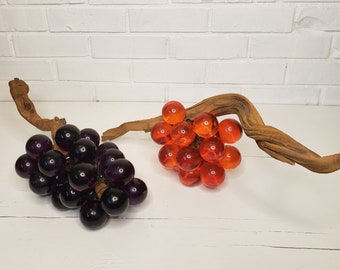 2 Vintage Lucite Grape Clusters - Purple & Orange - Free Shipping to the Lower 48!