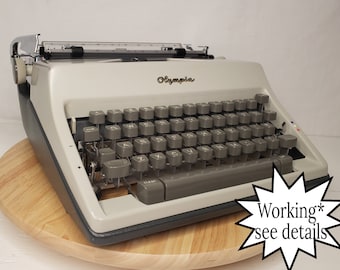 1960s White & Gray Olympia SM9 Working Typewriter and Case - Free Shipping to Lower 48!