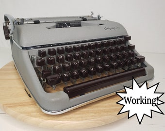 Silver 1950s Mid-Century Olympia SM3 Working Typewriter & Case - Free Shipping to Lower 48!