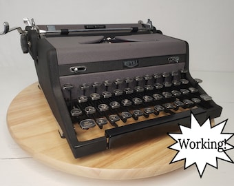 Clean & Cool Industrial 1950 Royal Quiet De Luxe Typewriter and Case!  Free Shipping to Lower 48!