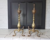 Vintage Brass Andirons - Firedogs - Free Shipping to the Lower 48