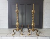 Vintage Brass Andirons - Firedogs - Free Shipping to the Lower 48