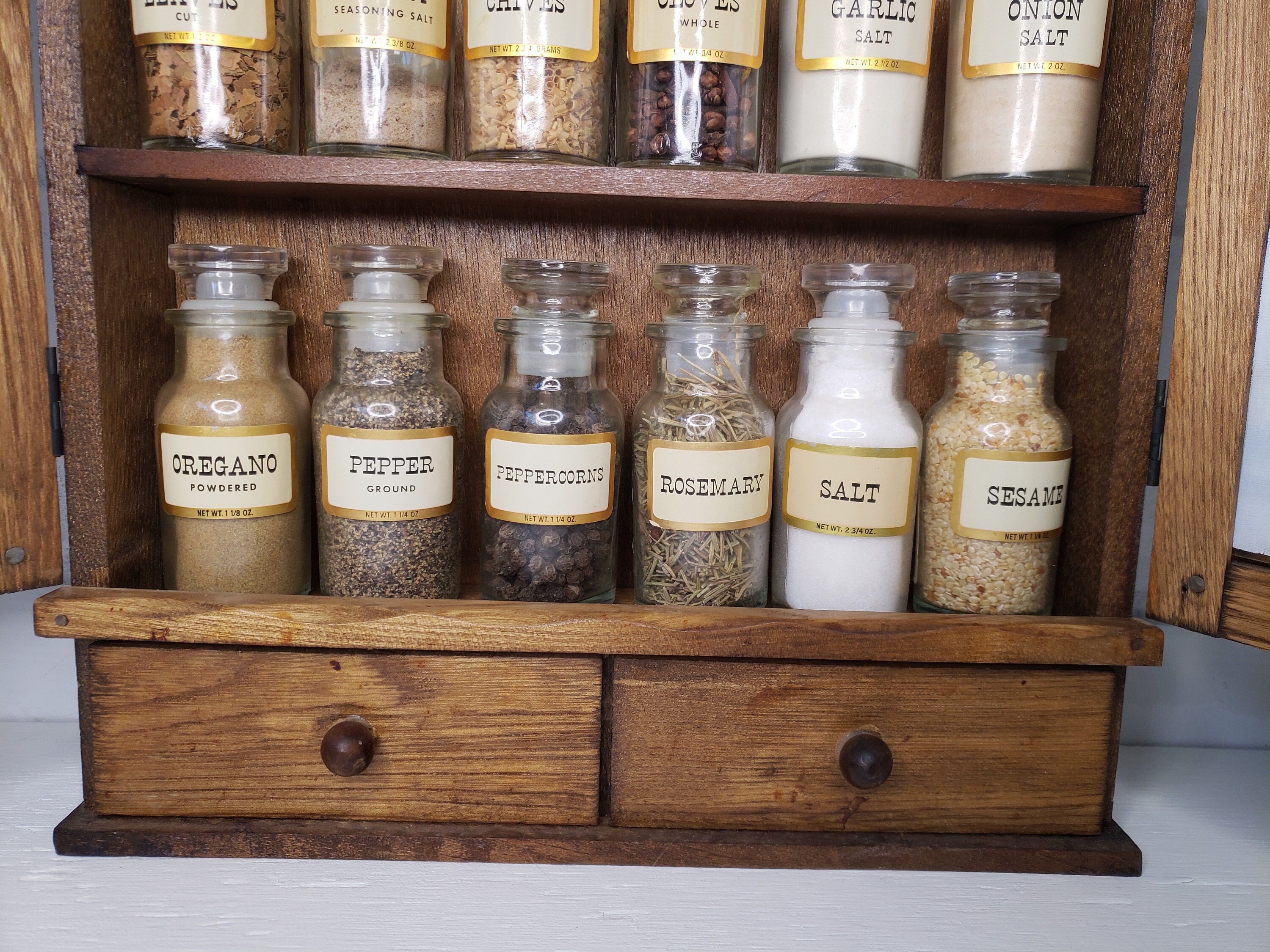 Vintage Spice Rack With Glass Bottles General Store Free Shipping to the Lower 48 Etsy