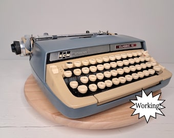 Cool Blue Smith-Corona Classic 10 Working Typewriter, Manual, & Case w/Key! Free Shipping to Lower 48!