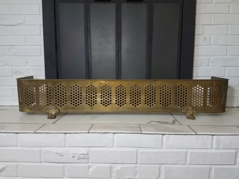 Vintage Curved Brass Fireplace Fender 46.5 Free Etsy