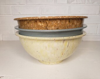 Set of 3 Texas Ware 118 Confetti Terrazzo Bowls Brown, Blue, Yellow - Free Shipping to the Lower 48!